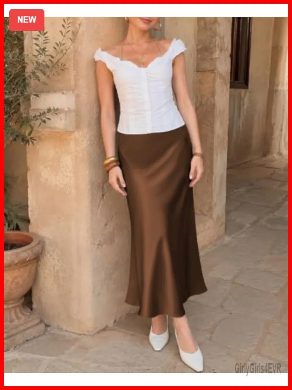Satin Midi Skirt High Waisted A Line Flowy Hem
